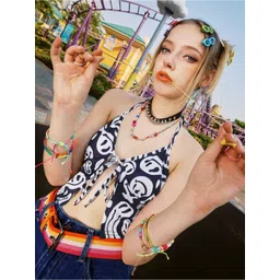 VANGULL Women Abstract Print Halter Neck Styled Back Crop Top-picture-38