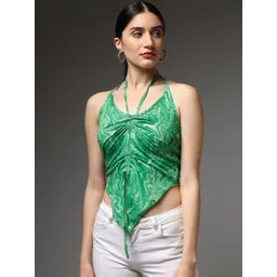 VANGULL Women Abstract Printed Halter Neck Crop Top-picture-25