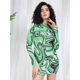 VANGULL Women Abstract Printed Sheath Mini Dresses-picture-27