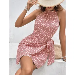 VANGULL Women Abstract Printed Tie-Ups Sleeveless A-Line Dress-picture-16