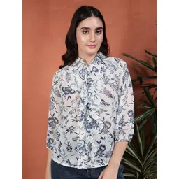VANGULL Women Floral Print Georgette Shirt Style Top-picture-19