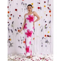 VANGULL Women Floral Printed Shoulder Straps Maxi Dress-picture-12