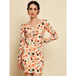 VANGULL Women Floral Printed V Neck Bodycon Dress-picture-26