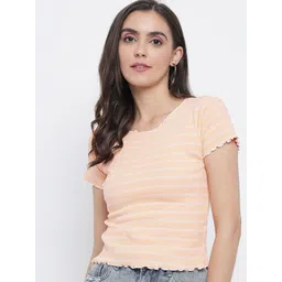 VANGULL Women Horizontal Striped Round Neck Regular Top-picture-21