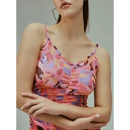 VANGULL Women Shoulder Straps Floral Print Bodycon Dress image 3