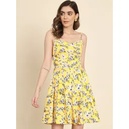 VANGULL Women Shoulder Straps Floral Print Fit & Flare Dress-picture-11