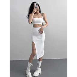 VANGULL Women Shoulder Straps Side Slits Bodycon Midi Dress-picture-37