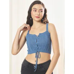 VANGULL Women Shoulder Straps Tie-Ups Deatil Crop Top-picture-32