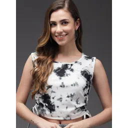 VANGULL Women Tie and Dye Dyed Round Neck Crop Top-picture-27