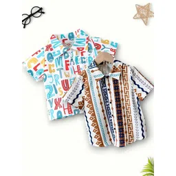 vani couture Boys Shirt Checkered, Printed Casual Short Sleeve Shirts Pack of 2-picture-25