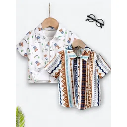 vani couture Boys Shirt Checkered, Printed Casual Short Sleeve Shirts Pack of 2-picture-37
