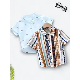 vani couture Boys Shirt Checkered, Printed Casual Short Sleeve Shirts Pack of 2-picture-13