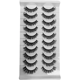 Vanity 3D Faux Mink Natural Eyelashes Pack of 10 False Eyelash, Eye Makeup Lash Posh 10 Pairs Lashes 10-16mm, pack of 10 Pair Artificial Eye Lashes-picture-26