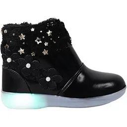 vapolap enterprises | Stylish LED Boots for Girls – Light-Up Casual Shoes with Faux Fur & Flower Design-picture-37