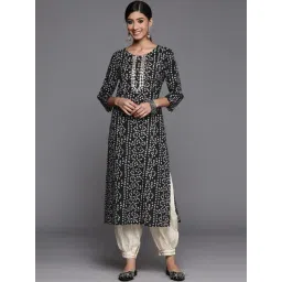 Varanga Black Cotton Printed Straight Kurta-picture-38