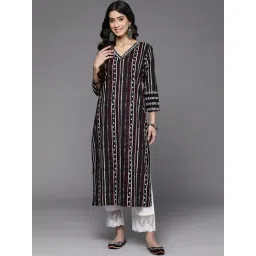 Varanga Black Cotton Printed Straight Kurta-picture-39