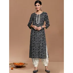 Varanga Black Regular Fit Embroidered Kurta-picture-34