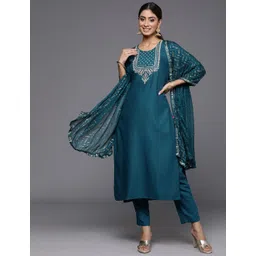 Varanga Ethnic Motifs Embroidered Regular Sequinned Kurta with Trousers & Dupatta-picture-23