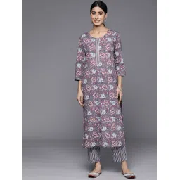 Varanga Floral Printed Gotta Patti Pure Cotton Kurta With Trousers-picture-36