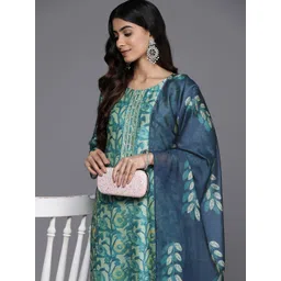 Varanga Floral Printed Regular Sequinned Kurta with Trousers & With Dupatta-picture-27