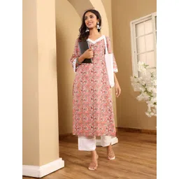 Varanga Floral Printed V-Neck Pure Cotton Straight Kurta-picture-40