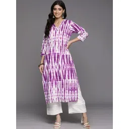 varanga India White & Purple Cotton Printed Straight Kurta-picture-12