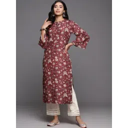 Varanga Maroon Floral Print Straight Kurta-picture-22