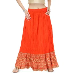 Varanga Orange Gold Pure Cotton Skirt-image-12