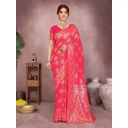 Varanga Orange Silk Woven Design Saree With Blouse Piece-image-11