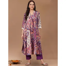 Varanga Paisley Printed Square-Neck Pure Cotton Straight Kurta With Trouser-picture-37