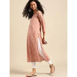 Varanga Peach Cotton Printed Straight Kurta-picture-30