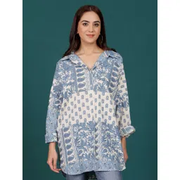 Varanga Print Cotton Shirt Style Longline Top-picture-19