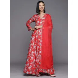 Varanga Red Cotton Floral Print Anarkali Kurta-picture-26