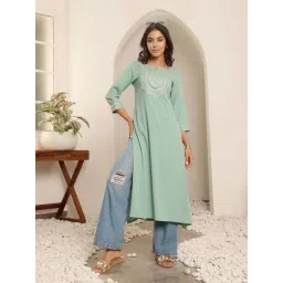 Varanga Sea Green Printed Kurta-picture-10