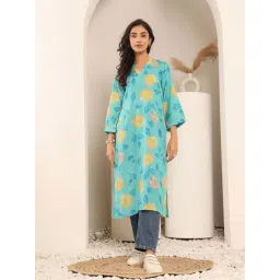 Varanga Turquoise Blue Printed Kurta-picture-15