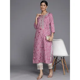 Varanga Women Bandhani Embroidered Tie-Up Neck Mirror Work Cotton Kurta-picture-39