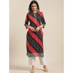 Varanga Women Black & Red Abstract Printed Cotton Kurta image 1