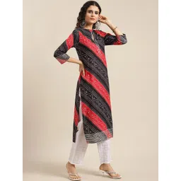 Varanga Women Black & Red Abstract Printed Cotton Kurta image 4