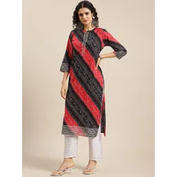 Varanga Women Black & Red Abstract Printed Cotton Kurta image 2