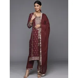 Varanga Women Floral Embroidered Regular Kurta with Trousers & With Dupatta-picture-28