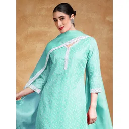 Varanga Women Floral Embroidered Regular Thread Work Kurta with Trousers & Dupatta-picture-38