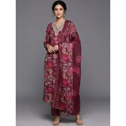 Varanga Women Floral Printed Regular Kurta with Trousers & With Dupatta-picture-36