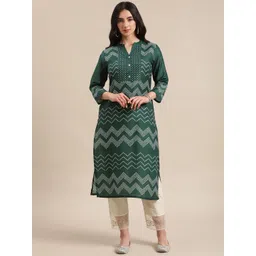 Varanga Women Green & White Bandhani Printed Silk Kurta-picture-35