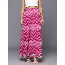 Varanga Women Leheriya Printed Gotta Patti Detail Flared Maxi Skirt-picture-39