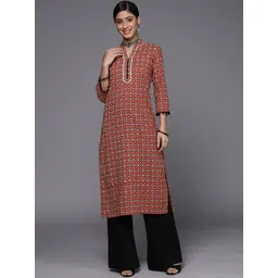 Varanga Women Maroon & Beige Ethnic Motifs Printed Kurta-picture-23