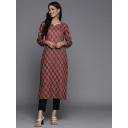 Varanga Women Maroon & Black Ethnic Motifs Printed Cotton Kurta-picture-22
