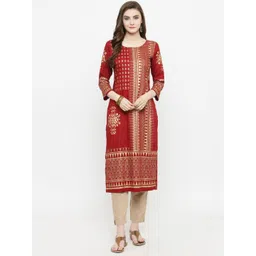 Varanga Women Maroon Printed Kurta with Trousers-picture-14