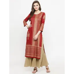 Varanga Women Maroon Printed Straight Kurta-picture-16