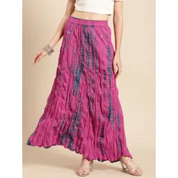 Varanga Women Pink And Blue Elasticated Tie And Dye Skirt-picture-25