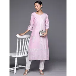 Varanga Women Pink & White Ethnic Motifs Printed Kurta-picture-20
